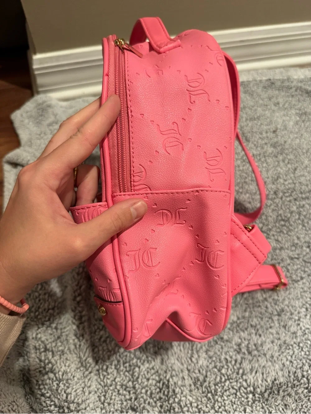 Juicy Couture Hot Pink Mini Backpack with Matching Pouch